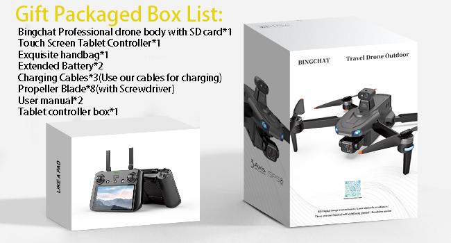 Bingchat Upgraded Professional Drones with Camera for Adults 4K HD, 360 Obstacle Avoidance, 3 Axis Gimbal, Payload Release, Tablet Remote, 5 Miles Range, 84 Minutes Two Batteries, Time-lapse, High Wind Resistance, Rainproof, GPS Safe Height Return