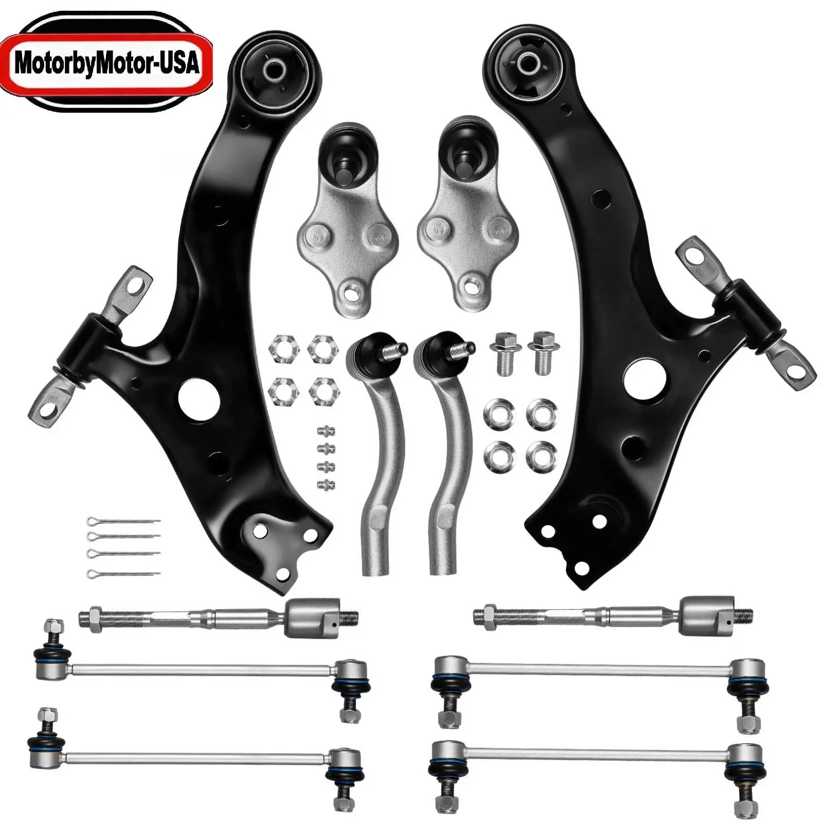 【Buy 1 Gift 1】12pc Front Lower Control Arm & Tie Rods Kit for 2007-2011 Toyota Camry Automotive Suspension Replacement Parts