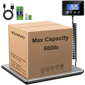 Shipping scale: heavy-duty digital postal scale (660 lbs capacity) for packages, high-accuracy postage scale (0.7 oz) for small businesses, luggage, and home use; includes batteries and a charging cable.