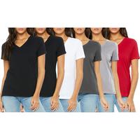 (V-Neck)Black x2-White-Charcoal-Heather Grey-Red