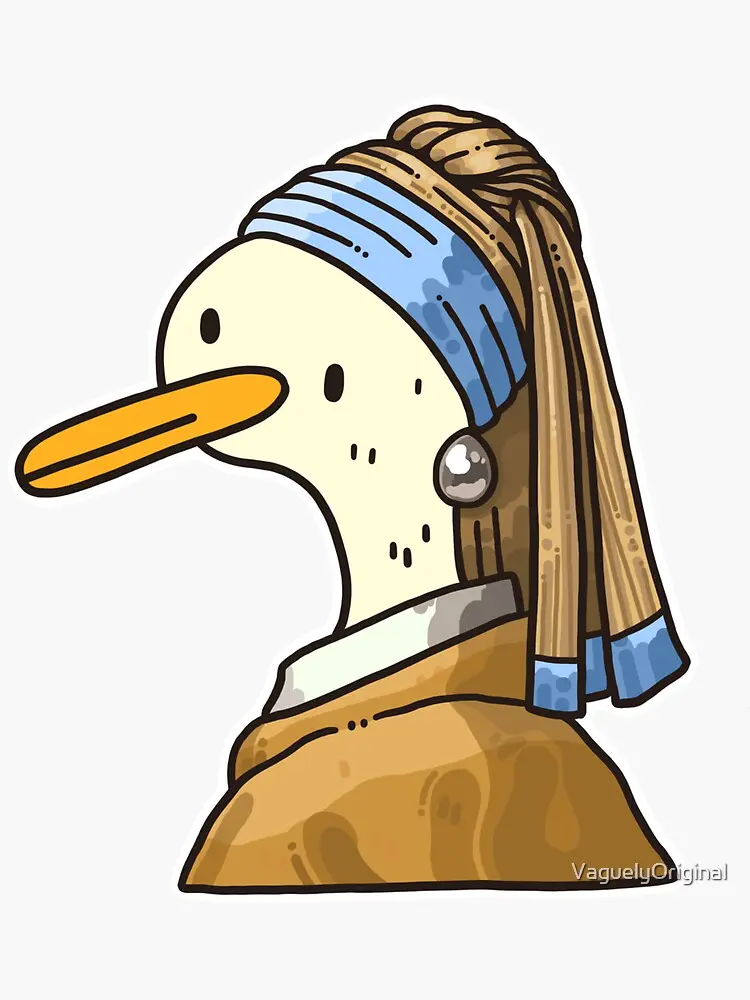 Goose With A Pearl Earring - Transparent Version Vinyl Sticker, Funny Art Parody Decal, Humorous Goose Masterpiece Sticker, Laptop Water Bottle Clear Decal