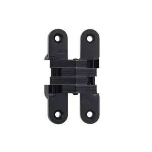 212 MAIN Soss 212US19 Zinc Steel Medium Duty Invisible Hinge - 0.75x3.75in, Single Action, Flush Fit for 1.12in Doors, Nylon Links, Flat Black, Door Hardware