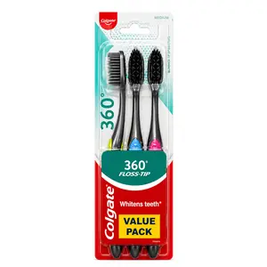 Colgate 360 Floss Tip Toothbrush Medium 3 Counts Value Pack