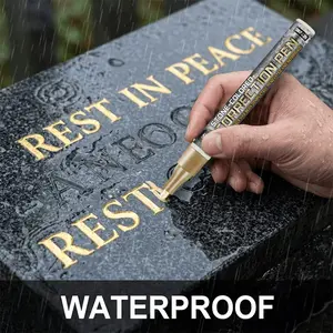 Tombstone Marker Pen, Weatherproof Quick-Dry Oil-Based Fine Tip, Ideal for Cemetery Maintenance and Marble Tile Restoration