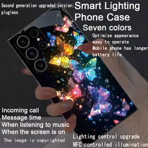 The second-generation upgraded colorful intelligent voice controlled luminous phone case is suitable for S25Ultra/S24/S22Ultra/S23Ultra/S21Ultra/S20Ultra/S10+/S10/S10 5G/Note20Ultra/Note10+/A55/A54/A53/A52/A35/A34/A33/A25/A23/A15/A14/A13/A12/A42 Intellige