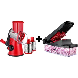 Rotary cheese grater kitchen mandoline vegetable slicer with 3 interchangeable blades easy to clean grater and vegetable chopper onion chopper pro food chopper kitchen slicer