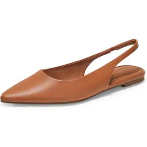 Coutgo Womens Slingback Flats Pointed Closed Toe Ballet Flats Comfortable Slip On Work Dress Shoes