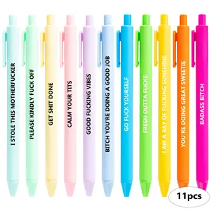 11Pcs Funny Adult Ballpoint Pen Set, The Week Swear Cuss Word Pens, Multi-Color Barrels, Smooth Writing for Workplace Coworker Gifting/Friend & Family Fun Presents/Daily Writing, Unique Text Design, Creative Novelty Stationery, Ballpoint Pen Kit