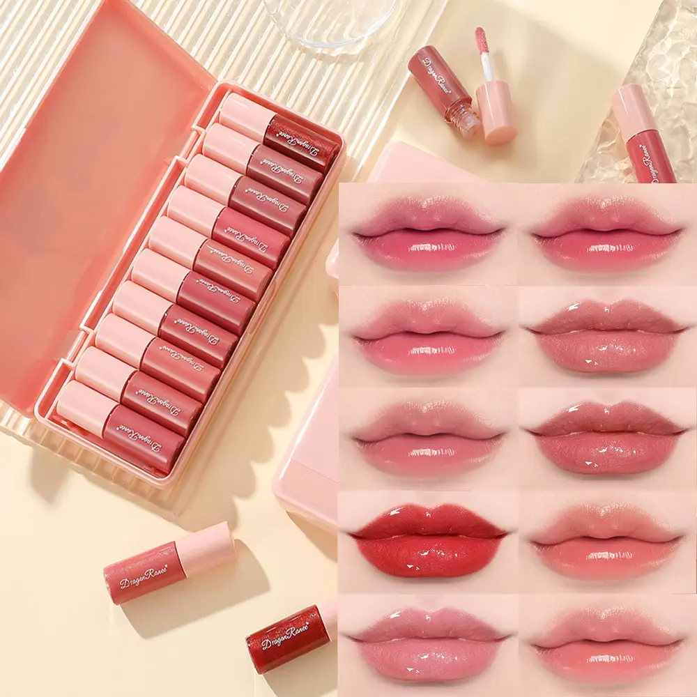 10-Piece Pearl Lip Gloss Set, Long-Lasting Moisturizing Lip Stain