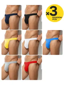 2/3/4 Random Color Men's Briefs Bikini Style Moisture Wicking Soft Men's Underwear Daily/Home