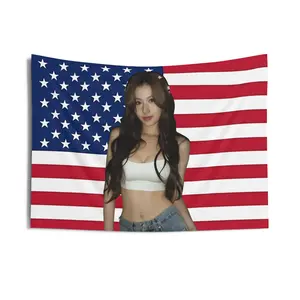Twice Sana America Flag Tapestry, Kpop Funny Room Merch, Gift for Twice Once Kpop Fan, Kpop Merch Twice Sana, Kpop Fan Merch Wall Decor