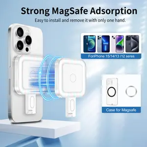 MAMEN 360° Magnetic Selfie Light Portable Foldable LED with 5 Modes USB Rechargeable for iPhone Android Phones iPads Laptops Makeup Selfies Video Conferencing Handy Smartphone