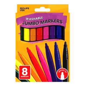 Jumbo Washable Markers - Non-toxic, 8-count, Assorted Colors, Broad-tip