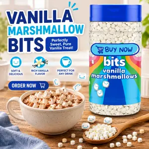 Dessert Marshmallow Sprinkle Mix, Mini Vanilla Sweet Topping for Hot Cocoa Ice Cream and Baking Recipes, Portable Shaker Bottle, Fun Sweet Treat Ingredient