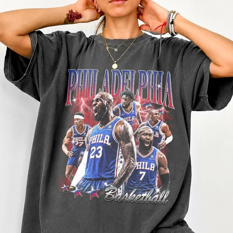 Vintage LeBron James Bootleg Rap Tee, Philadelphia Basketball Sixers Shirt