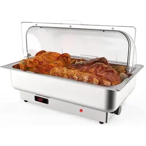 GARVEE 9QT Electric Chafing Dish Set with Temperature Control, Stainless Steel Buffet Servers and Warmers, Available in Configurations: 1x1/1 Pan, 2x1/2 Pan, and 1x1/1 + 2x1/2 Pan for Versatile Catering Needs