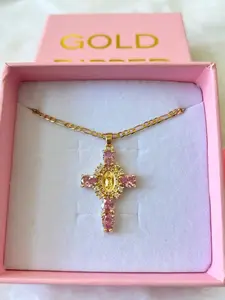 Pink Pear Shape Mary Cross