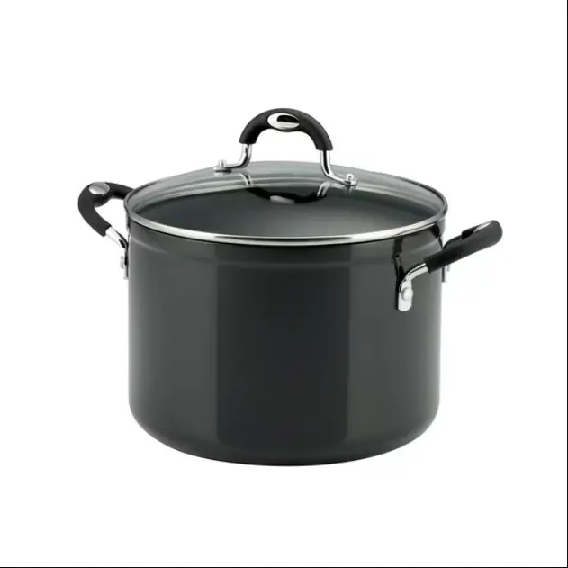 8 Qt Nonstick Stock Pot with Lid, Large Cooking Pot for Soups, Stews & Pasta, Oven Safe Cookware, Gray