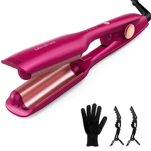 1 Inch Hair Waver & Crimper Iron | Waves Curling Iron with PTC Heater Auto Shut-Off, Adjustable TemperatureLong-Lasting Curls, Dual Voltage