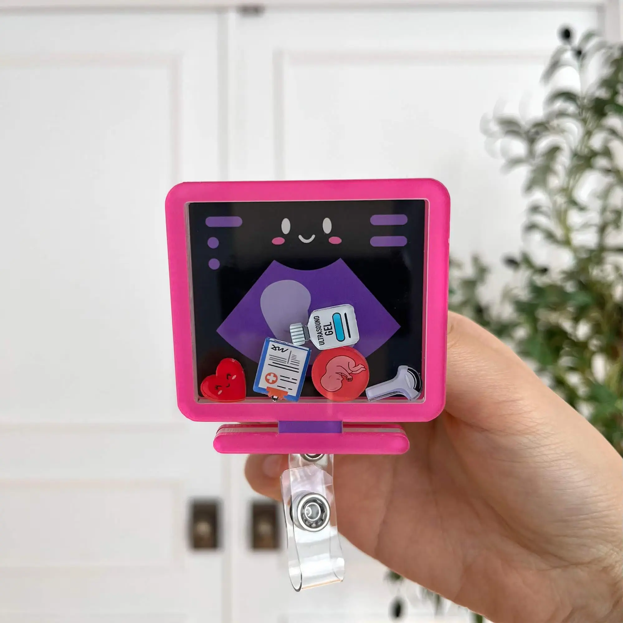 Ultrasound Shaker Badge Reel – OB Sonographer Badge Holder | Cute Medical Badge Reel Gift