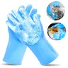 2-Pack Silicone Rubber Brush Gloves (27cm x 14cm) - Casual Daily Heat-Safe Brush Gloves with Comfortable Soft Bristles, Gentle Touch, Comfortable Massage, Heat-Resistant for Warm Washes, Deep Cleaning Kitchen Sink & Desk Household Items