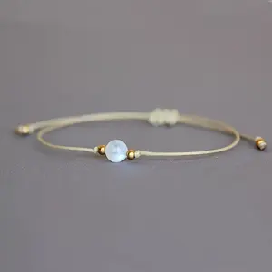 1 simple and natural moonstone drawstring bracelet, unisex, adjustable elastic cord, elegant gift for everyday and special occasions, Mother's Day, birthdays, suitable for all seasons, celebration accessory| Minimalist Jewelry| Love yourself men's jewelry