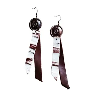 Leather Rectangle Earrings White Chateau