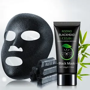 Rozino Bamboo Charcoal Blackhead Remover Mask 60g, Deep Cleansing, Absorbs Blackheads, Pore Constriction, Suitable for All Skin Types, Travel Essential