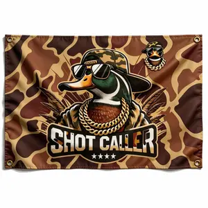 Camouflage Shot Caller Duck Flag 3x5Ft Premium Camo Duck Hunting Tapestry for Wall Decor Man Cave College Dorm Club Hip-hop Room Decorate Banner Outdoor Decor Flag