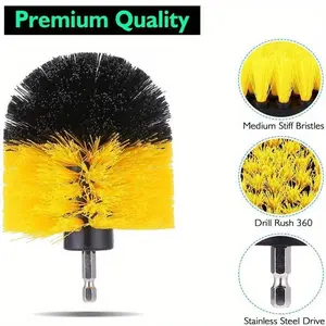 3Pcs Electric Scrubber Brush Drill Brush Kit Power Drills Scrubber Brush For Carpet Glass Car Tires Nylon Brushes 2/3.5/4'' Window Cleaning Kit
