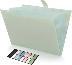 Expanding File Organizer with 8 Pockets, Accordion File Folders with Labels, Portable Document Paper Bill Receipt Organizer, Home College School Office Supplies, Letter Size,Light Green