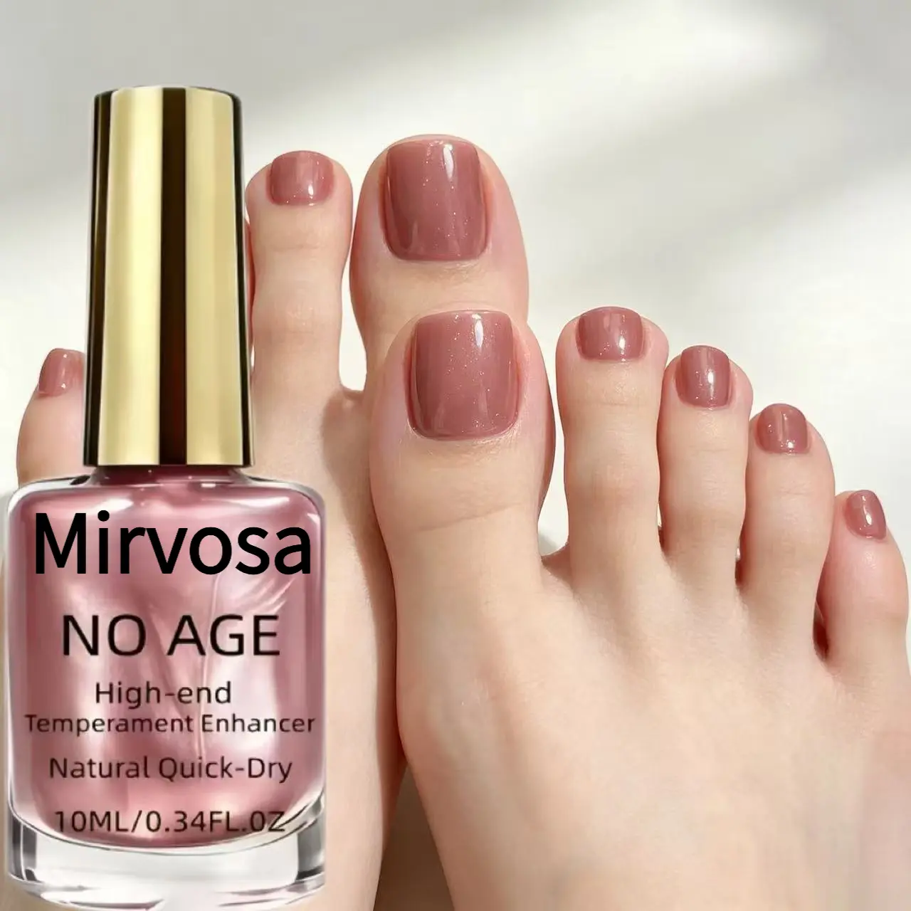 Quick‑Dry Nail Polish 10ML, Dusty Rose Shimmer Glossy Nail Lacquer, Long‑Lasting Shiny Nail Varnish for Fingernails & Toenails, Daily Home Manicure Pedicure Nail Art for Women