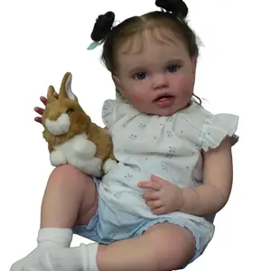 TopLink 60cm Reborn Baby Doll with 3D-Paint Skin & Vascular Vein 24inch Soft Vinyl Limbs Cloth Body Art Gift for 3+ Kids Birthday Present Cuddly Doll Gift Stuffed Doll