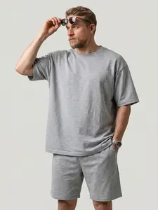 KZZ Men's 2-Piece Sports Clothing Set - Solid-Color Crew-Neck Short-Sleeve T-Shirt, Relaxed-Fit Shorts for Summer, Men's 2 Piece Sets, Men's 2 Piece Short Set, T-Shirts