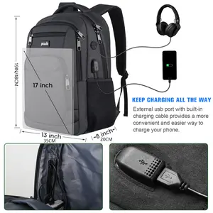 Large Capacity Business Laptop Backpack for Men | Breathable Work Backpack with Multiple Pockets & Reflective Strips   with USB & Headphone Jack | Water Resistant Anti-theft Travel Backpack with Luggage Strap