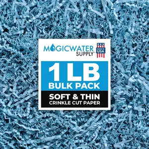 MagicWater Supply - 1 LB - Baby Blue - Soft & Thin Crinkle Cut Paper Shred Filler great for Gift Wrapping, Basket Filling, Birthdays, Weddings, Anniversaries, Valentines Day, and other occasions