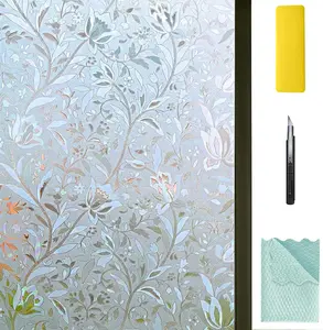 3D Frosting Static Cling Window Privacy Film with Installation Tools Decorative Flower Privacy Film for Home 17.7" x 78.7"