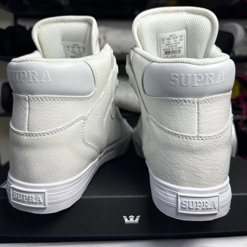 Supra Vaider Red White Ruched Leather High Top Sneakers Men Hip