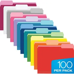 Colored File Folders Letter Size 100 Pack 12 Assorted Color Folders for Documents 1/3-cut Tabs