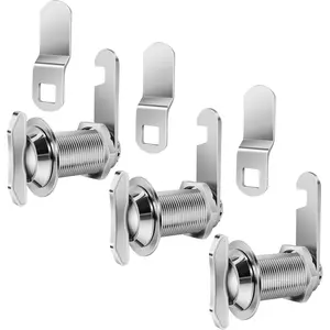 Thumb Operated Offset Cam Lock 1-1/8 Inch Cylinder Fits 7/8" Max Door Thickness Non-Locking Replacement Lock for RV Compartment Camper Storage Cabinets Drawers 3Pack