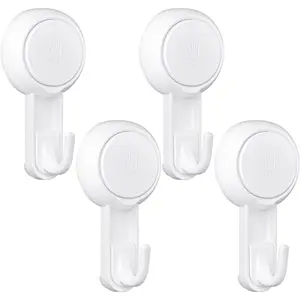 Mini Suction Cup Hooks, 4 Pack   Vacuum Shower Hanger for Loofah, Bathroom & Kitchen