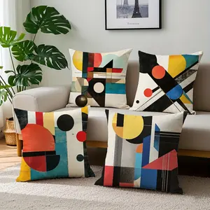 A Set of Four Modern Abstract Art Throw Pillow Covers Featuring Geometric Designs, Perfect for All Seasons And Stylish Home Decor, Home Textile (Pillow Inserts Not Included)