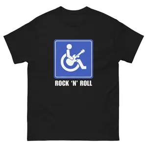 Rock N Roll TShirt, Funny Handicap Guitar Graphic Design, Soft Cotton Unisex Fit for Adults, Gift for Music Lovers & Rock Fans