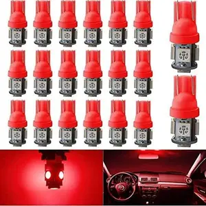 20-Pack 194 Led Bulb Red, 5050 5-SMD T10 194 168 W5W 2825 LED Bulb For Car Interior Lights Dome Map Trunk Clearance Dashboard License Plate Light Lamp DC 12V