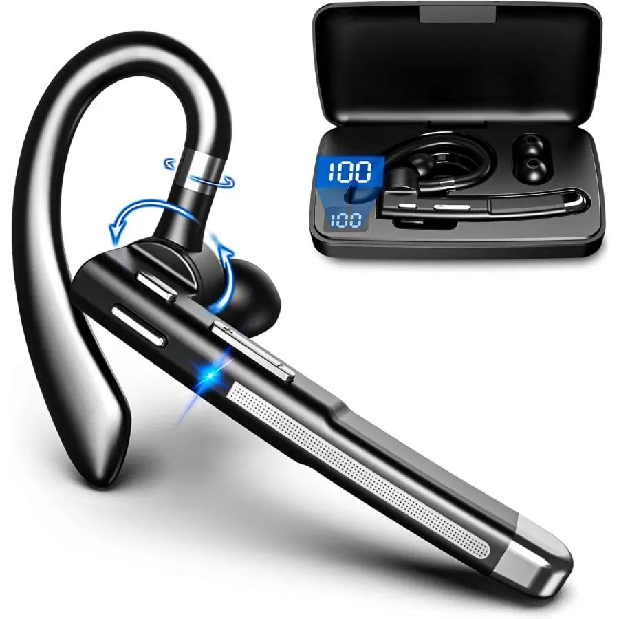 Bluetooth Headset - Wireless Noise Canceling Headphones with Mic, for Truckers, Office Phones, Hands-Free Use, Not Water Resistant