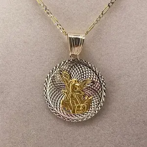 Oroconda Jewelry 14k Archangel Pendant with Intricate 3-Tone Design and Gold Accents for Elegant Wear