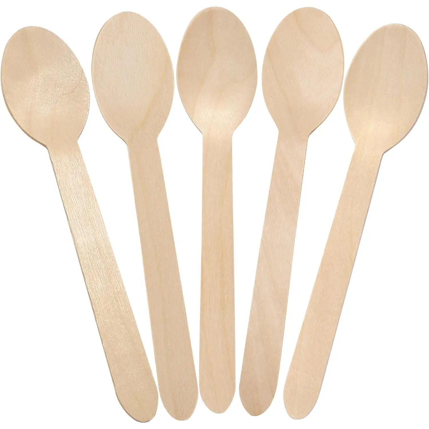 Disposable Wooden Spoons, 100 count 6.25 inch  Cutlery Spoon, Biodegradable Compostable  Birchwood Sampling Tasting