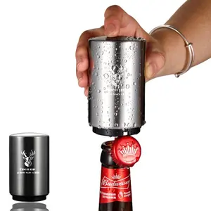 1 Piece Automatic Bottle Opener, Kitchen Accessories Portable Stainless Steel Push Down And Pop Off Bottle Opener, Quick Bottle Opening Tool For Kitchen Camping Utensils