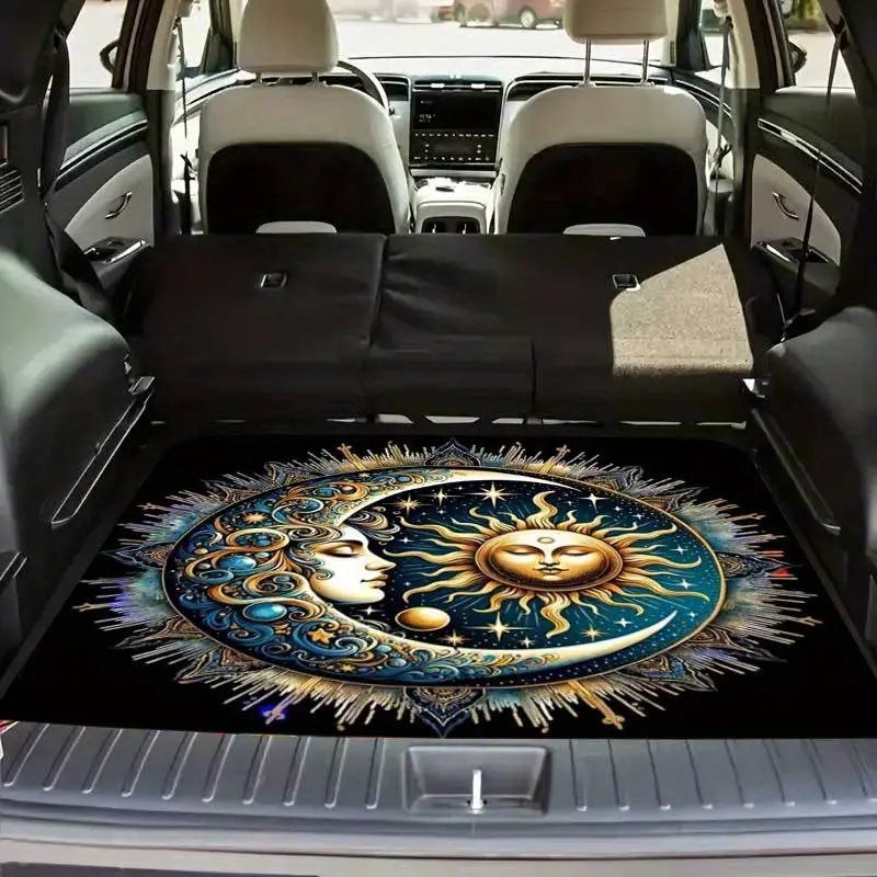 1pc [2D Flat] Mysterious Starry Sky Sun Moon Pattern Trunk Mat for - A Chic Design, Ideal for Suvs And Sedans, Maintains Cleanliness Inside, Adds an Enigmatic Allure, Made from Durable Material, a Must-Have for Vehicles