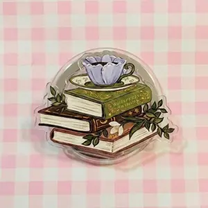 Coffee Books Acrylic Phone Grip, Bookish Vibe Magnetic Holder, Gift For Book Lovers, Magsafe Grip